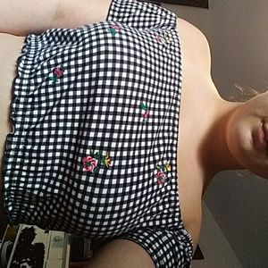 Pacsun gingham off the shoulder crop top